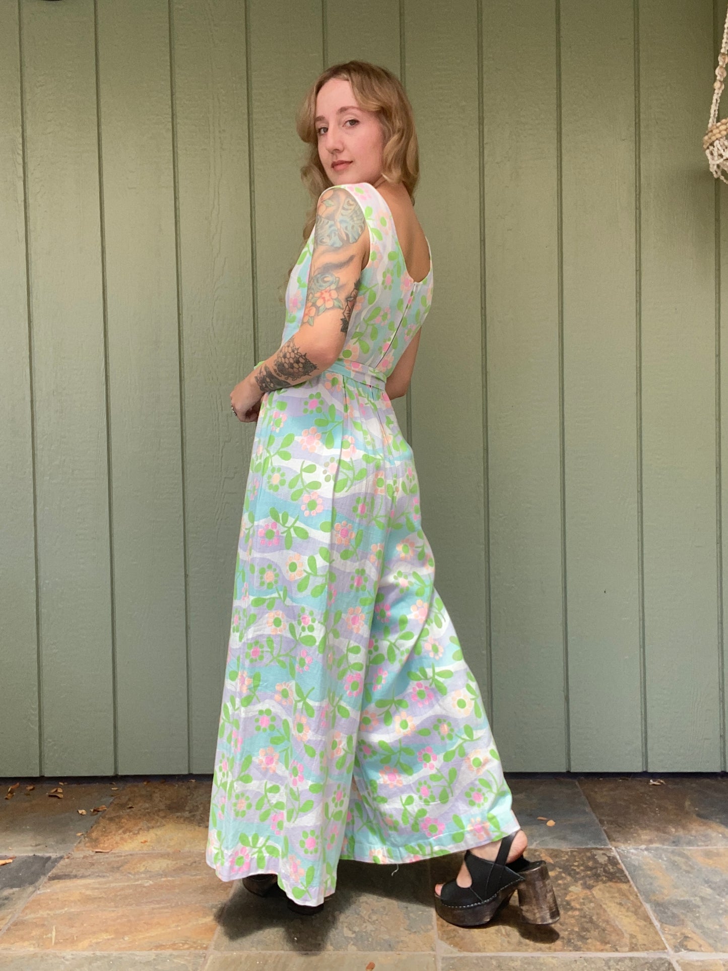 60s/70s Floral Palazzo Jumpsuit