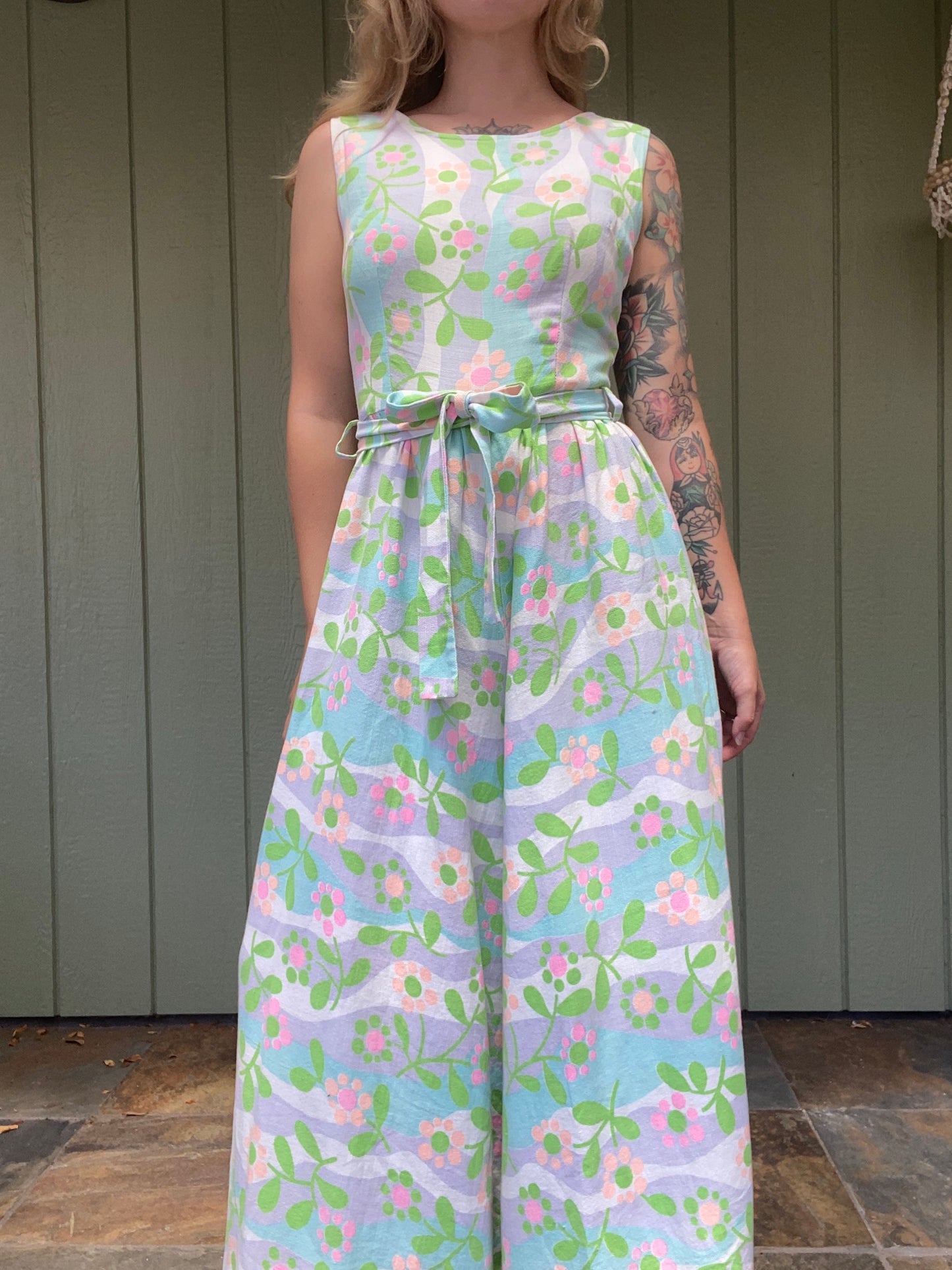 60s/70s Floral Palazzo Jumpsuit