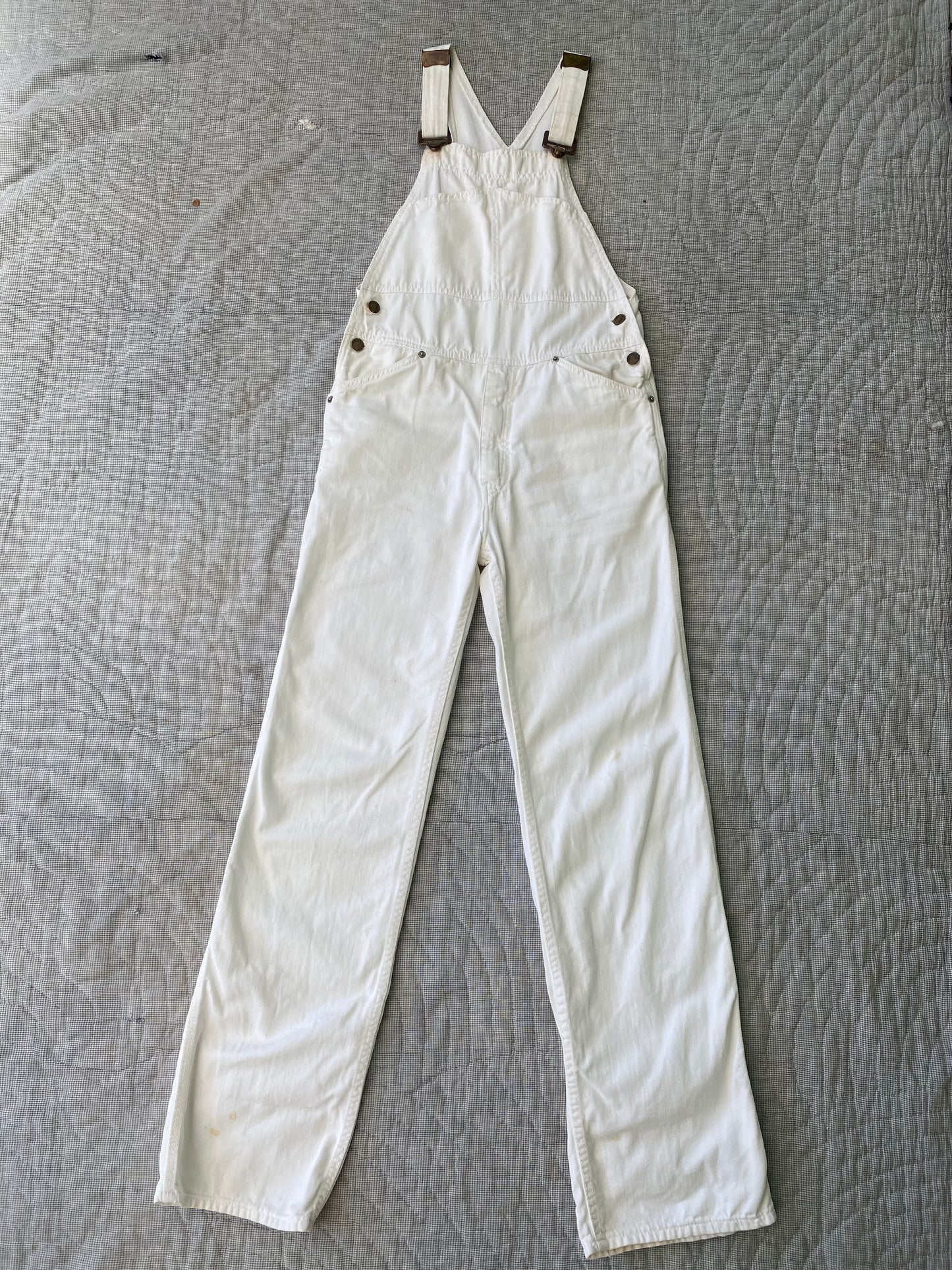 1970s Hang Ten White Painter Overalls 30x32