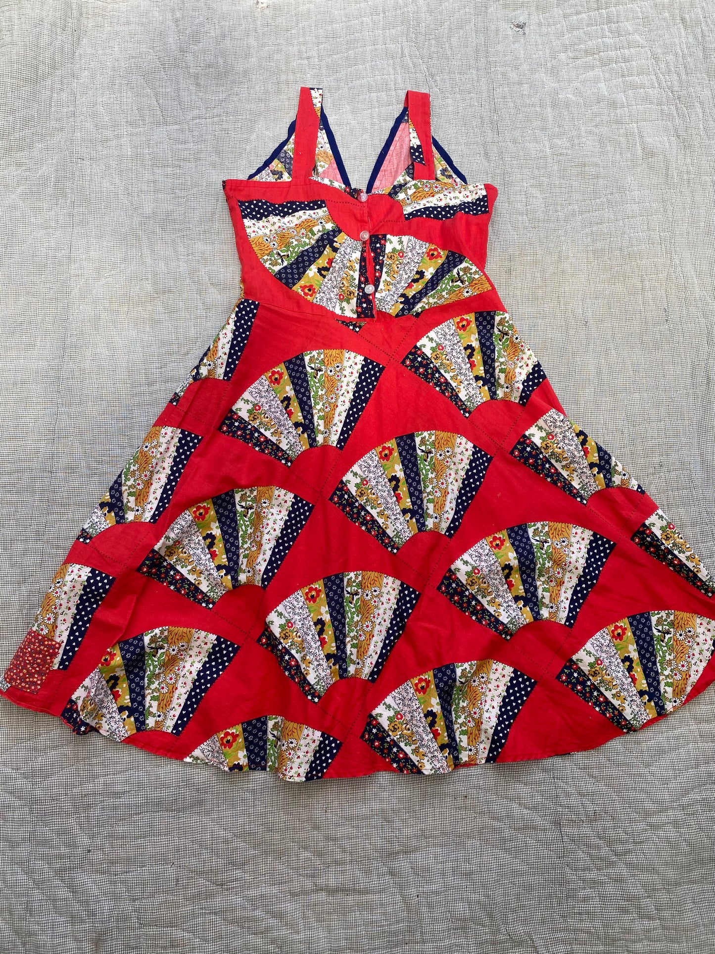 1970s Quilt Pattern Sun Dress