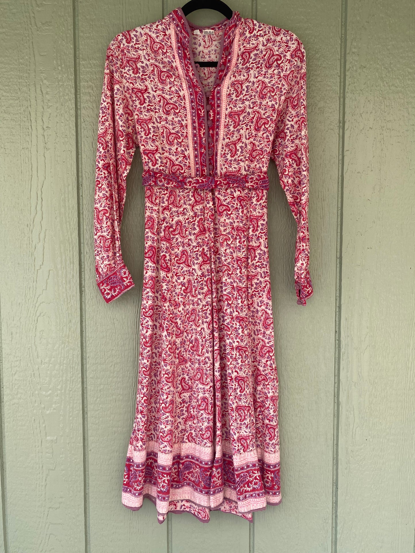 1970s Indian Cotton Paisley Block Print Dress