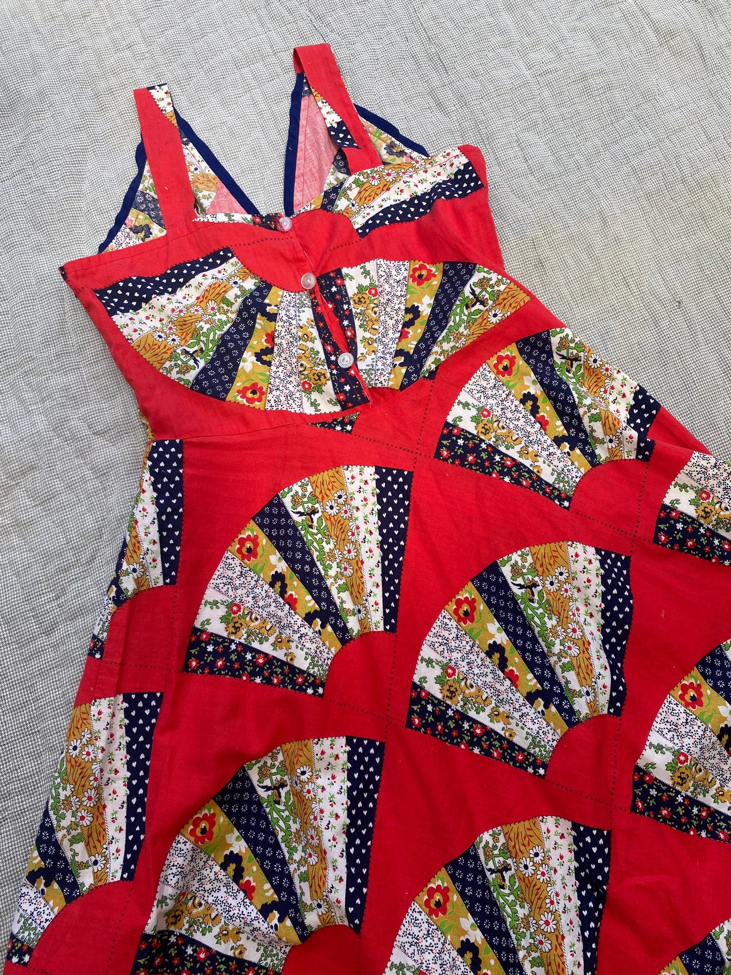 1970s Quilt Pattern Sun Dress