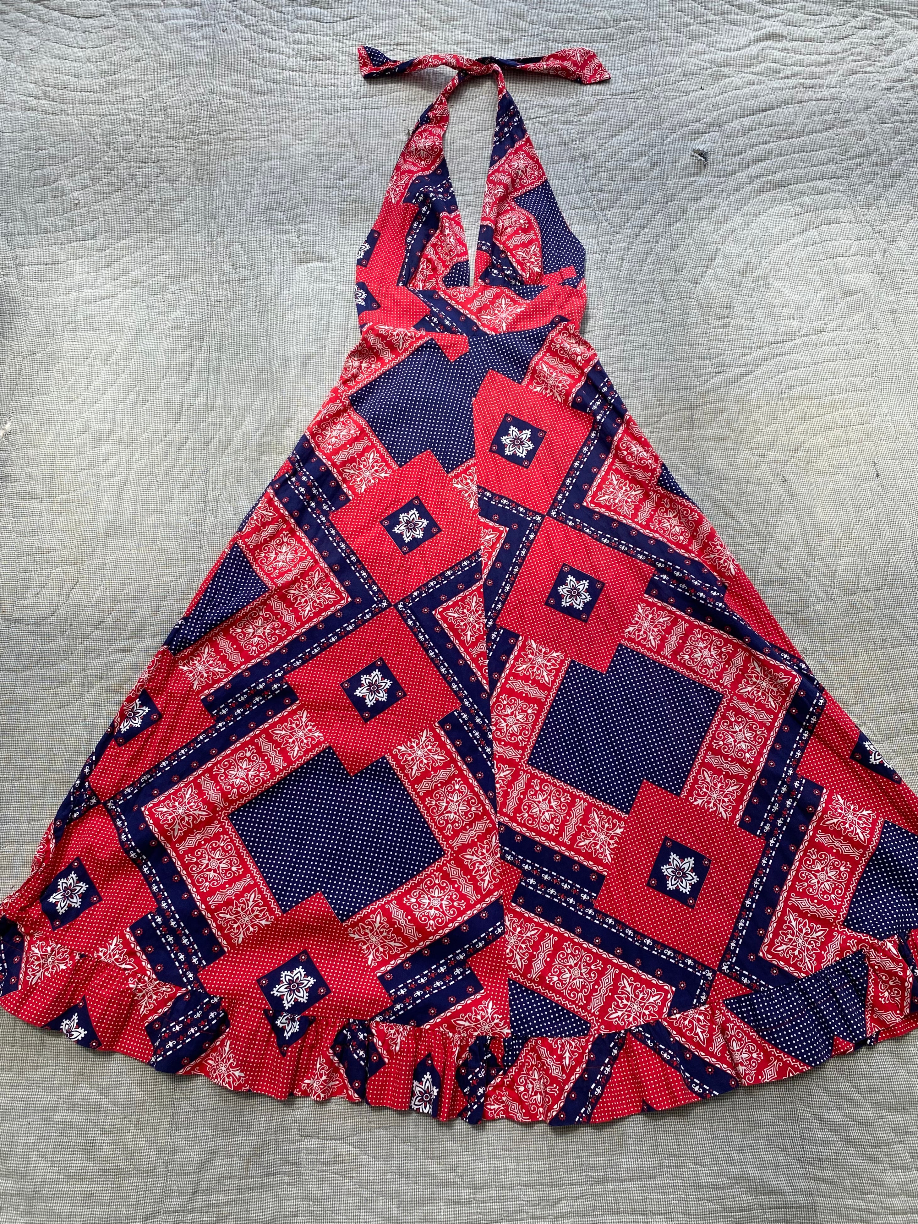 Red Bandana Halter Dress