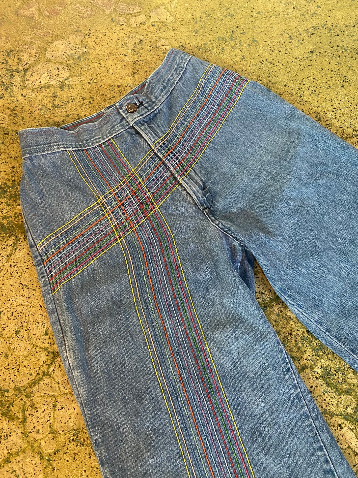 1970s H.I.S. Rainbow Embroidered Jeans