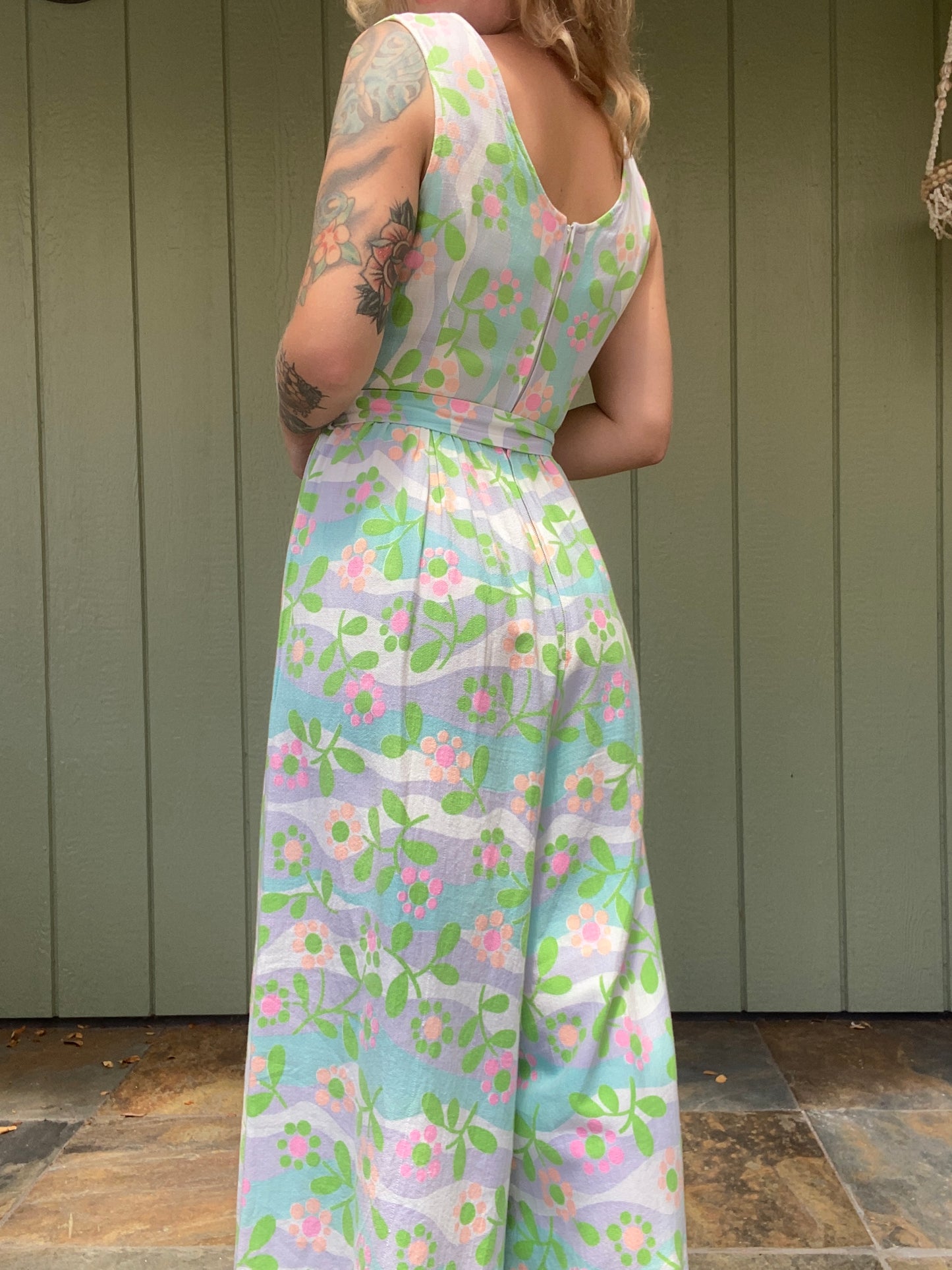 60s/70s Floral Palazzo Jumpsuit