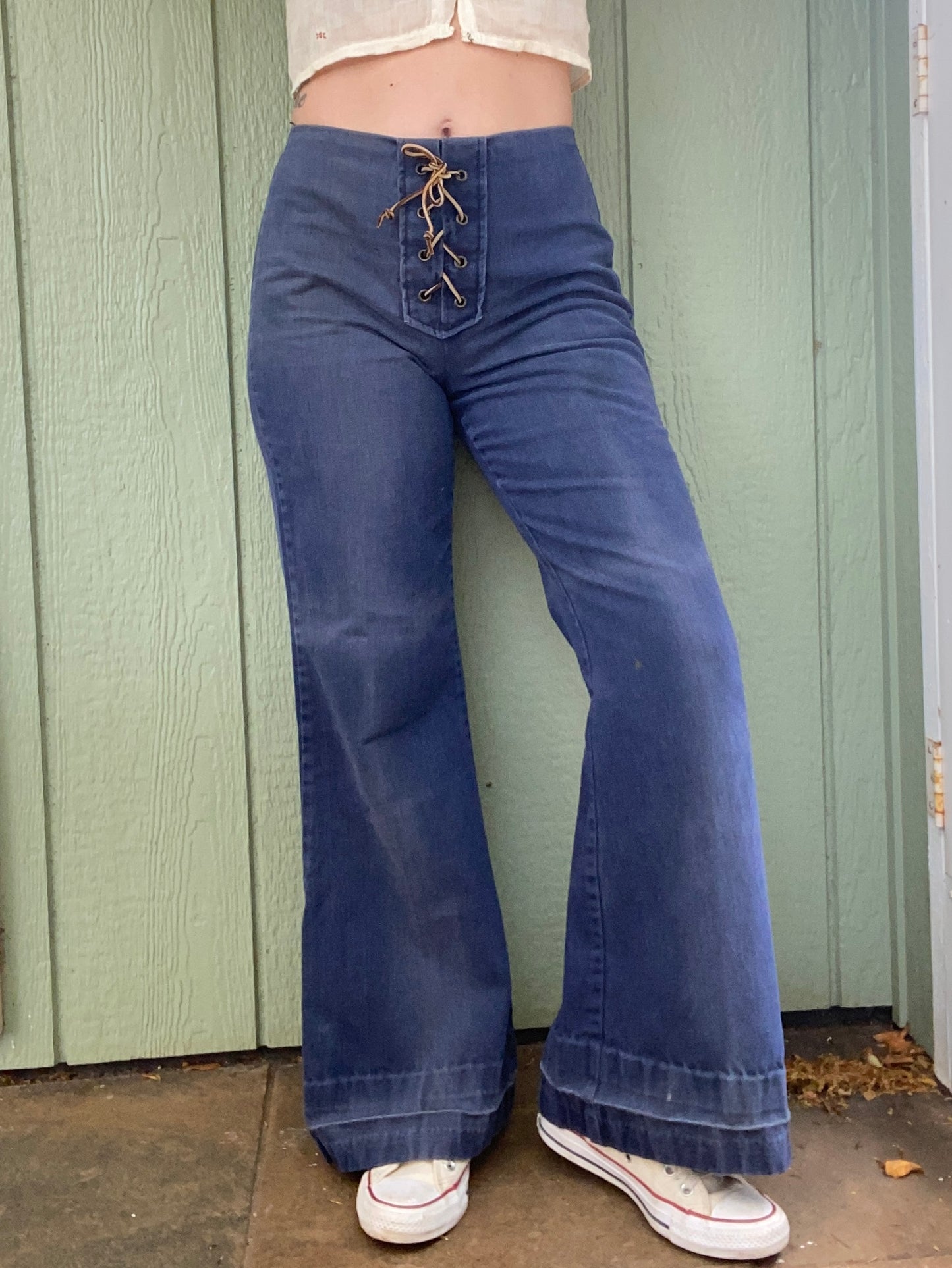 1970s Lace Up Front Jeans