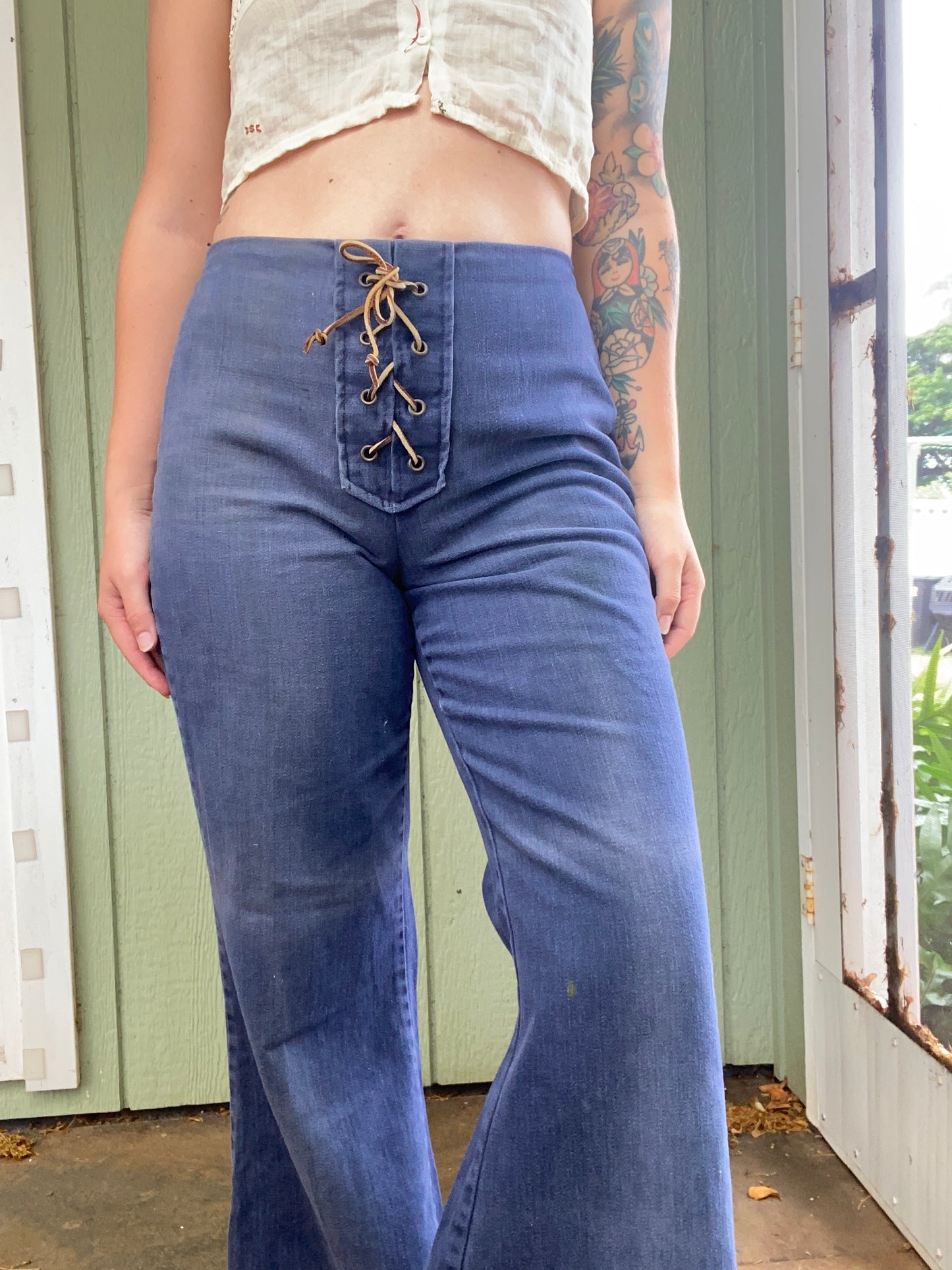 1970s Lace Up Front Jeans