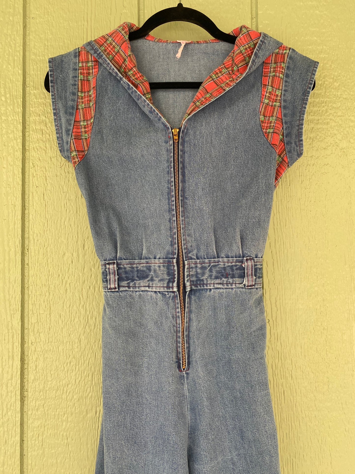 1970s Hooded Denim Jumpsuit