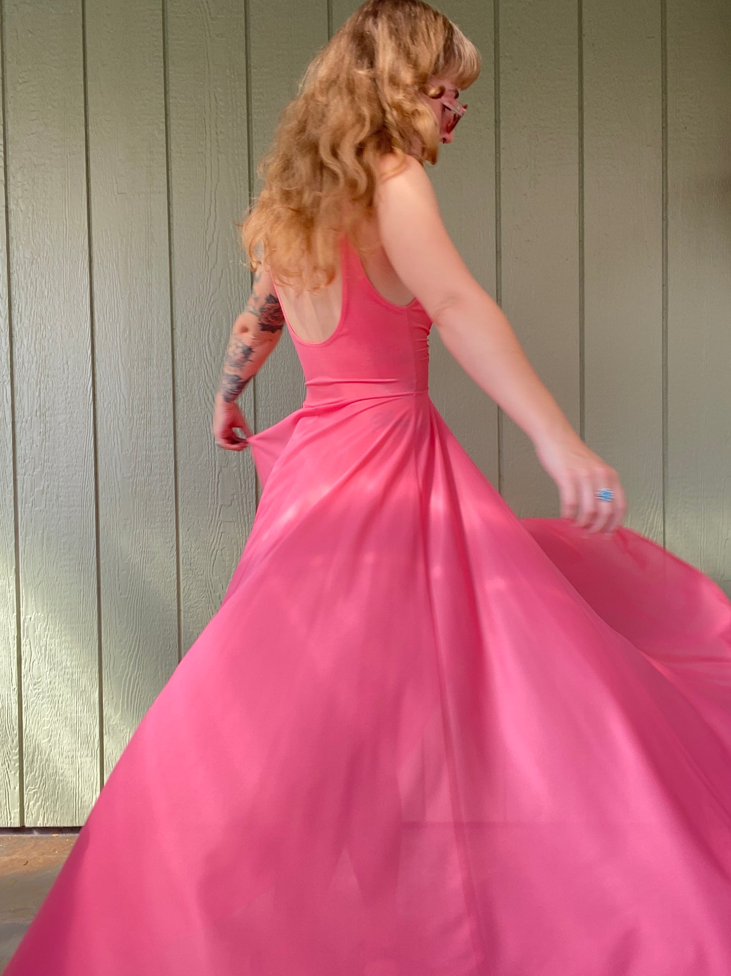 70s/80s pink Olga gown 9687