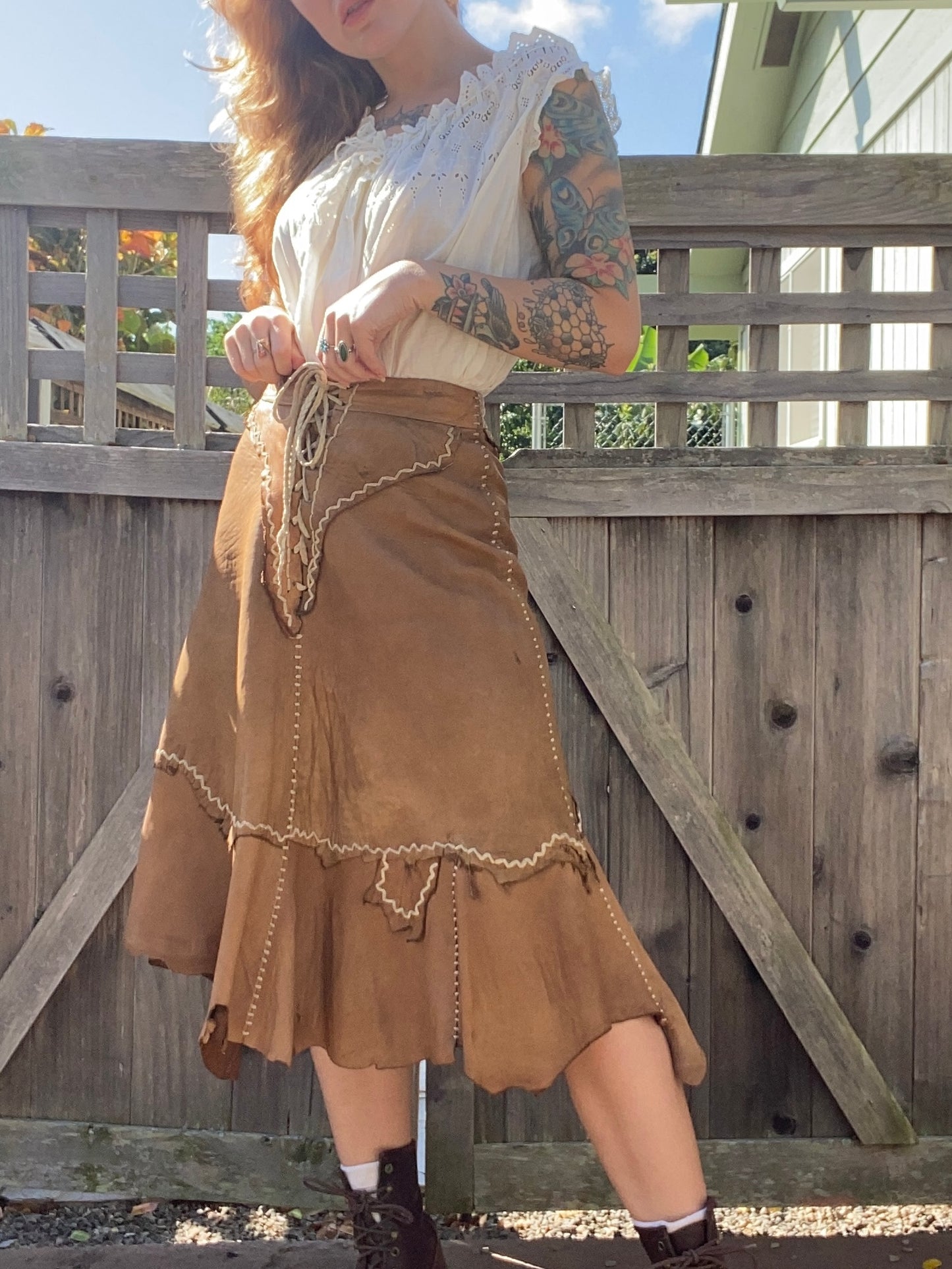 1960s Buckskin lace up Frontier skirt