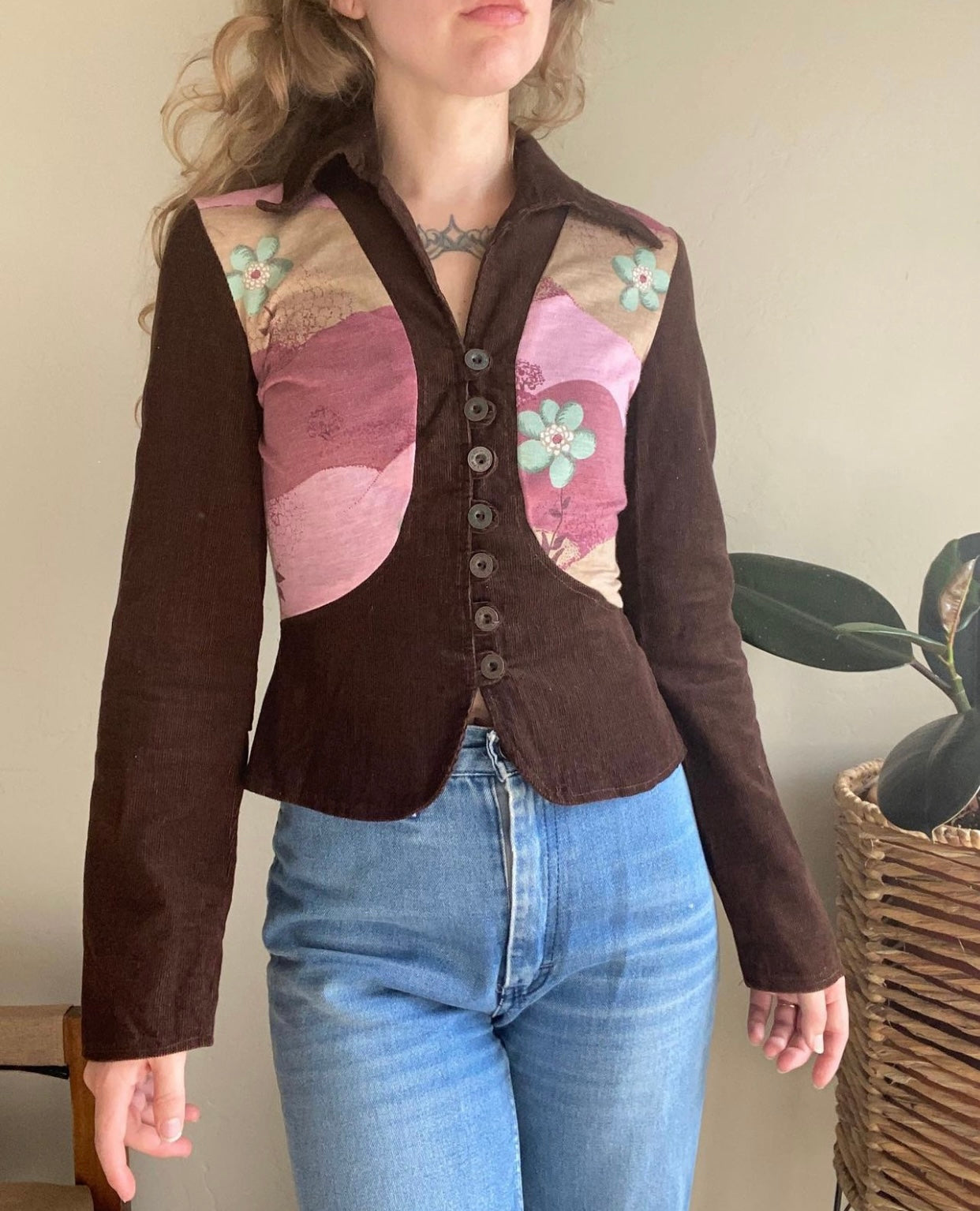 1970s J.J. & Company corduroy floral jacket