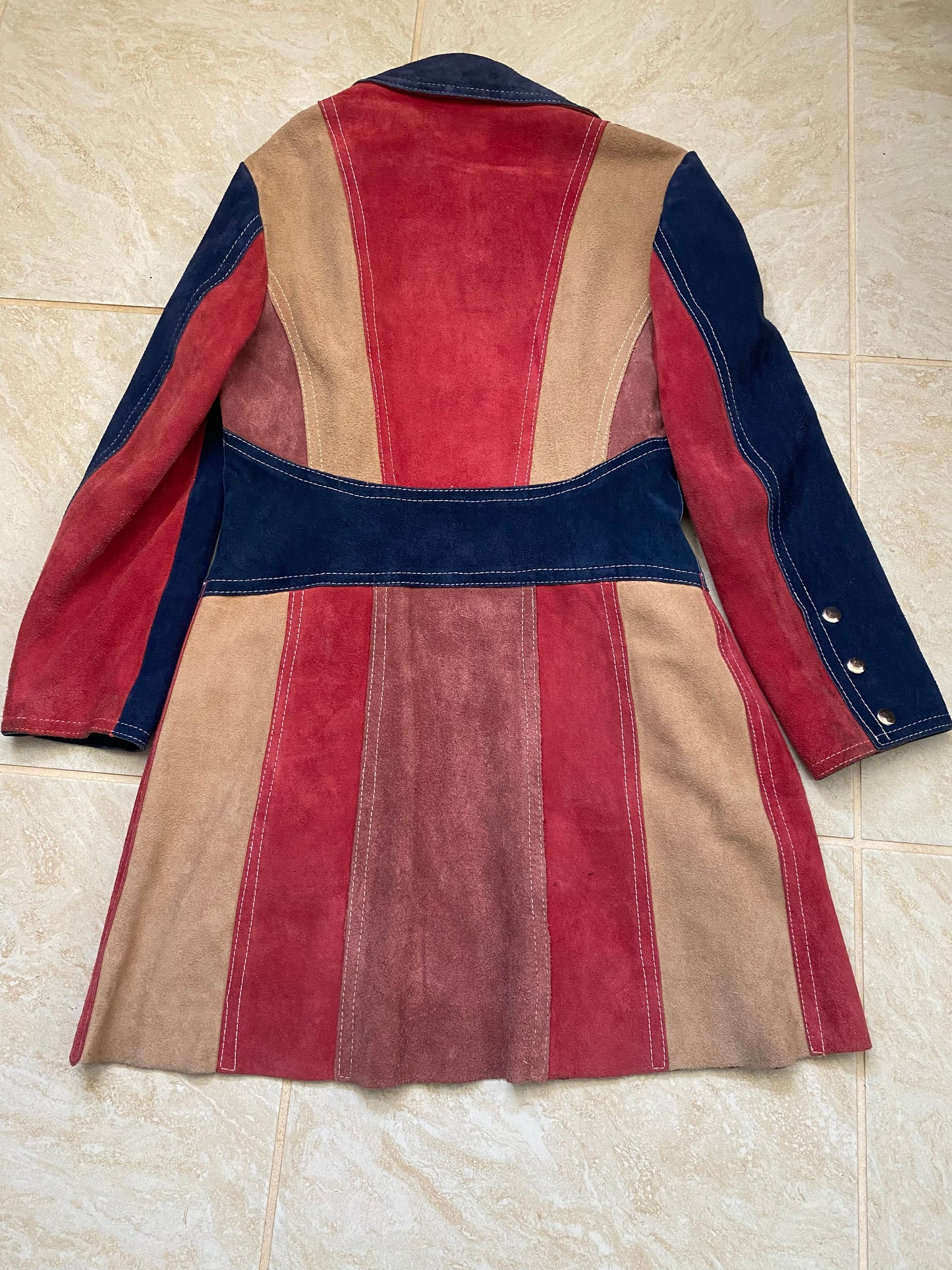 60s/70s La Scala colorblock leather coat