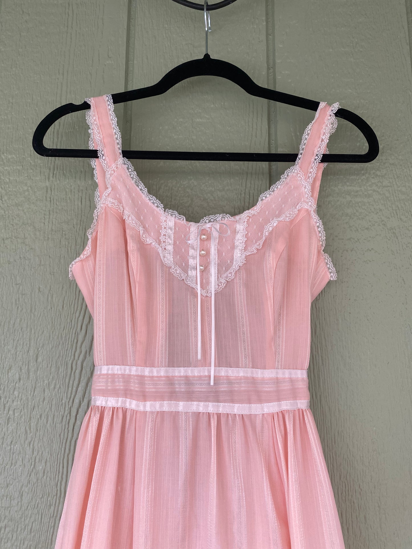 1970s Pink Striped Prairie Dress