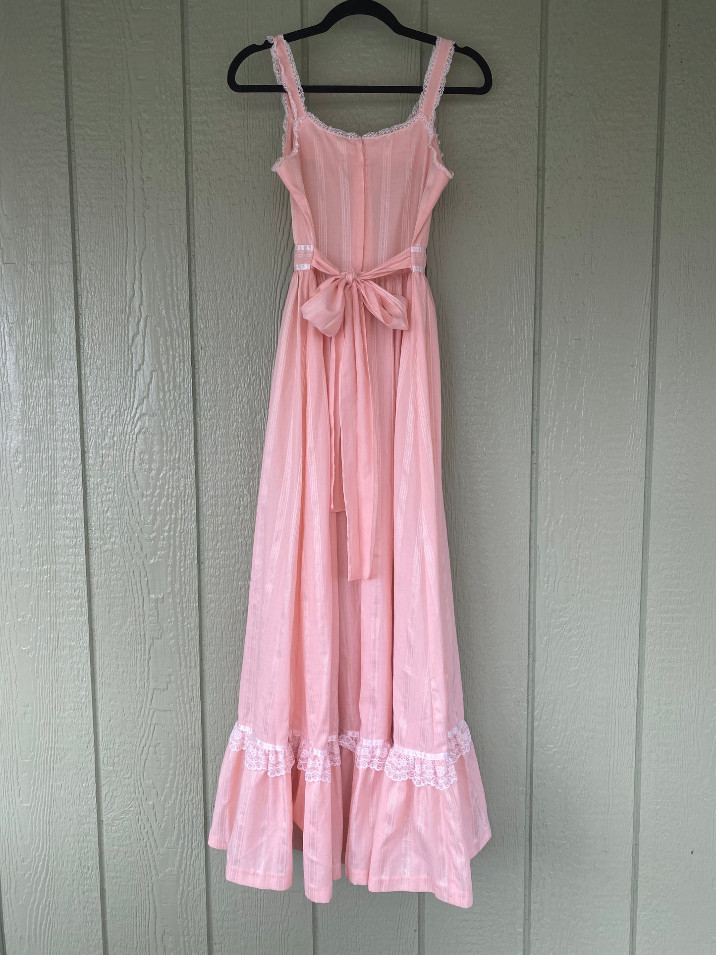 1970s Pink Striped Prairie Dress