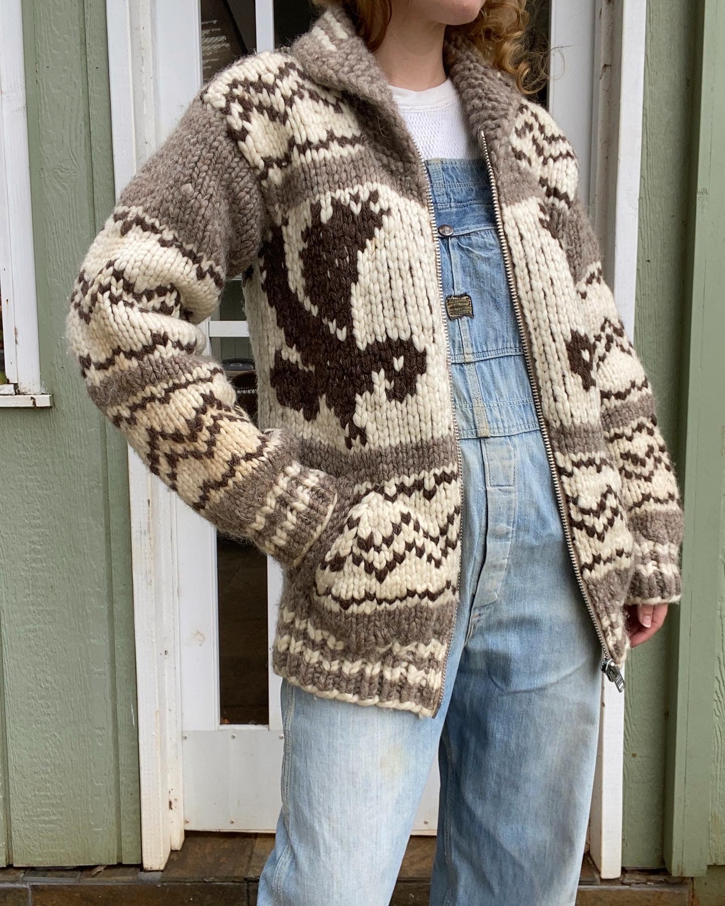 70s shawl collar Thunderbird sweater