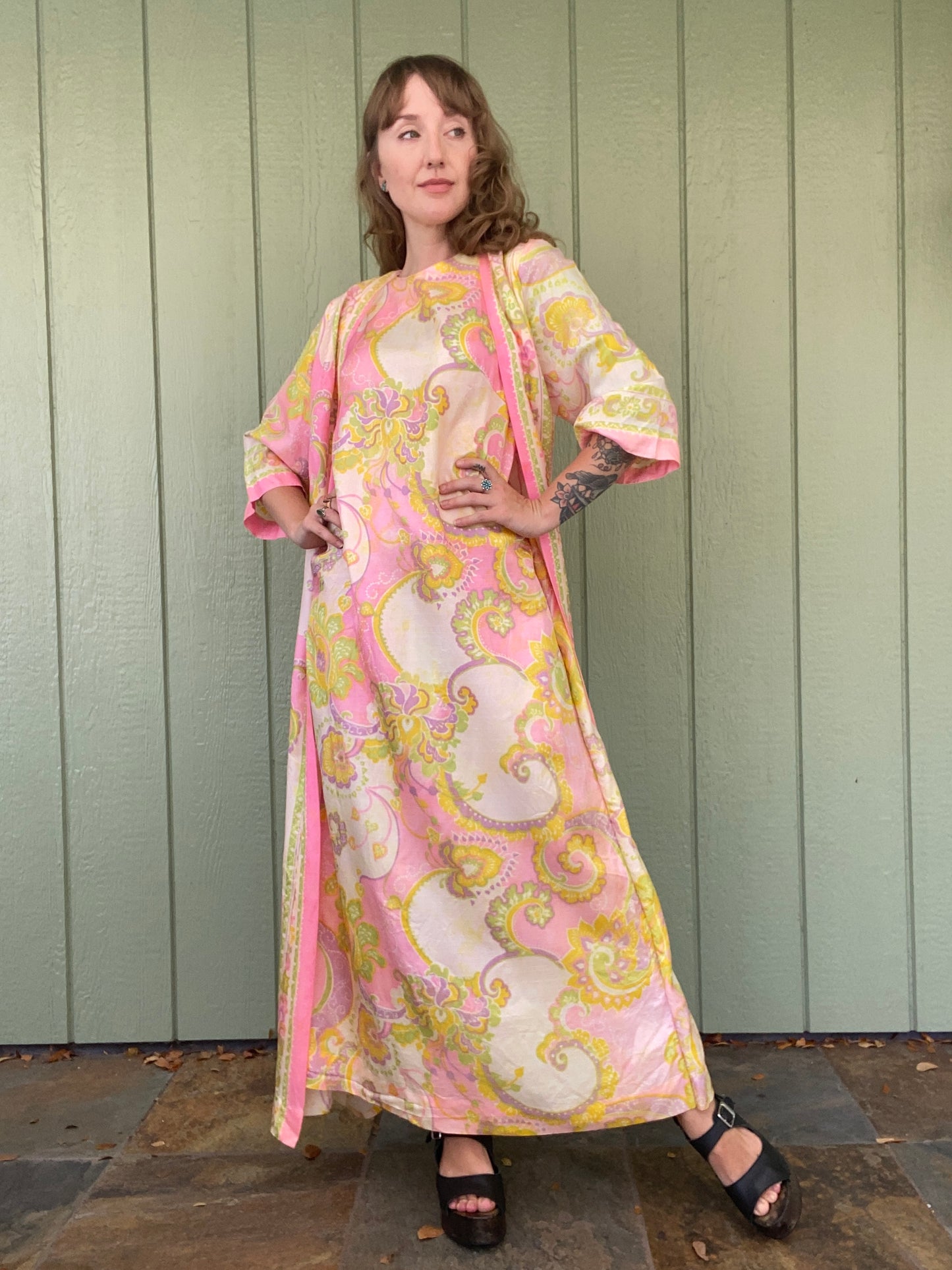 1960s Lounge Craft Dress with attached Duster