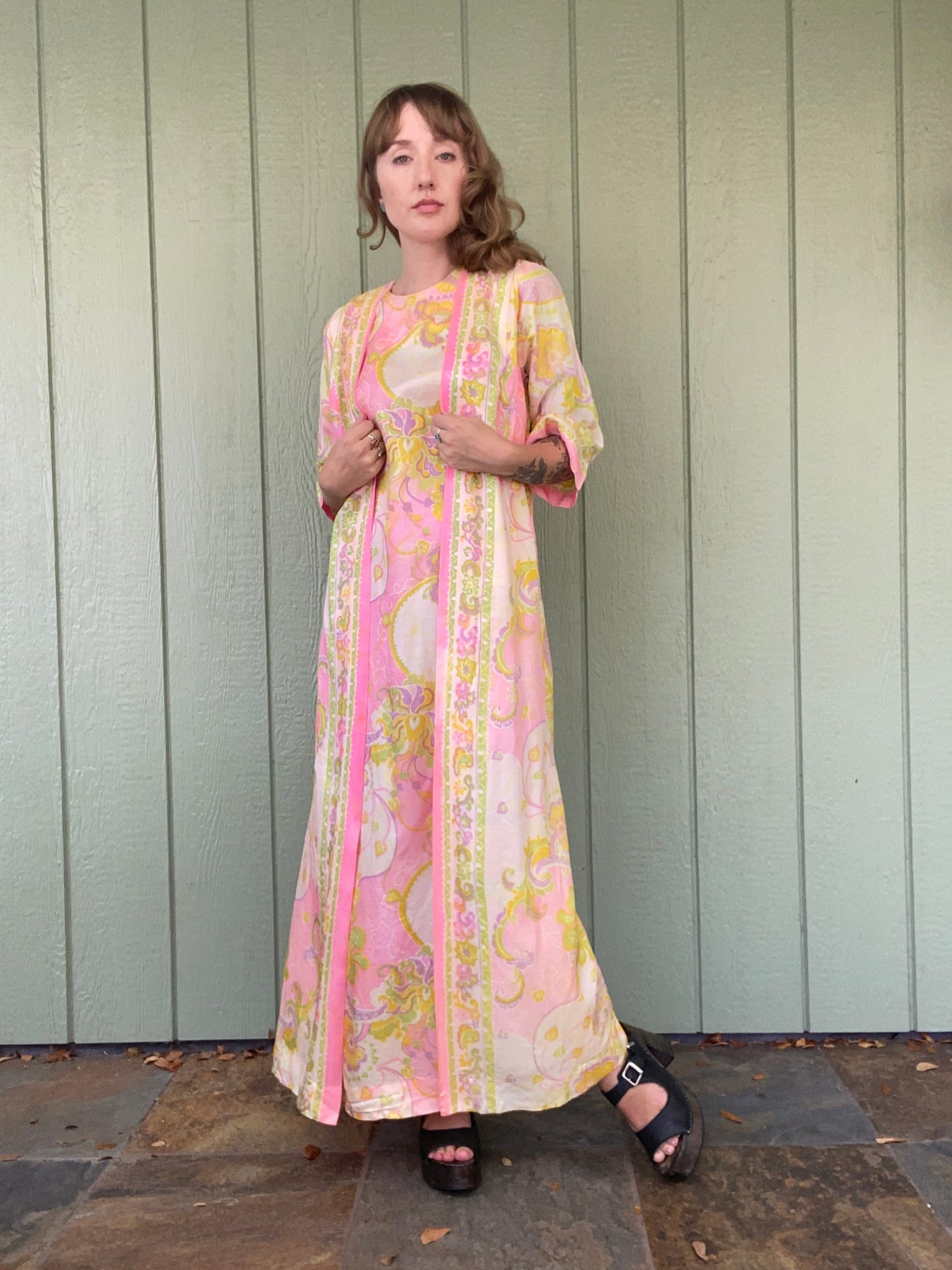 1960s Lounge Craft Dress with attached Duster