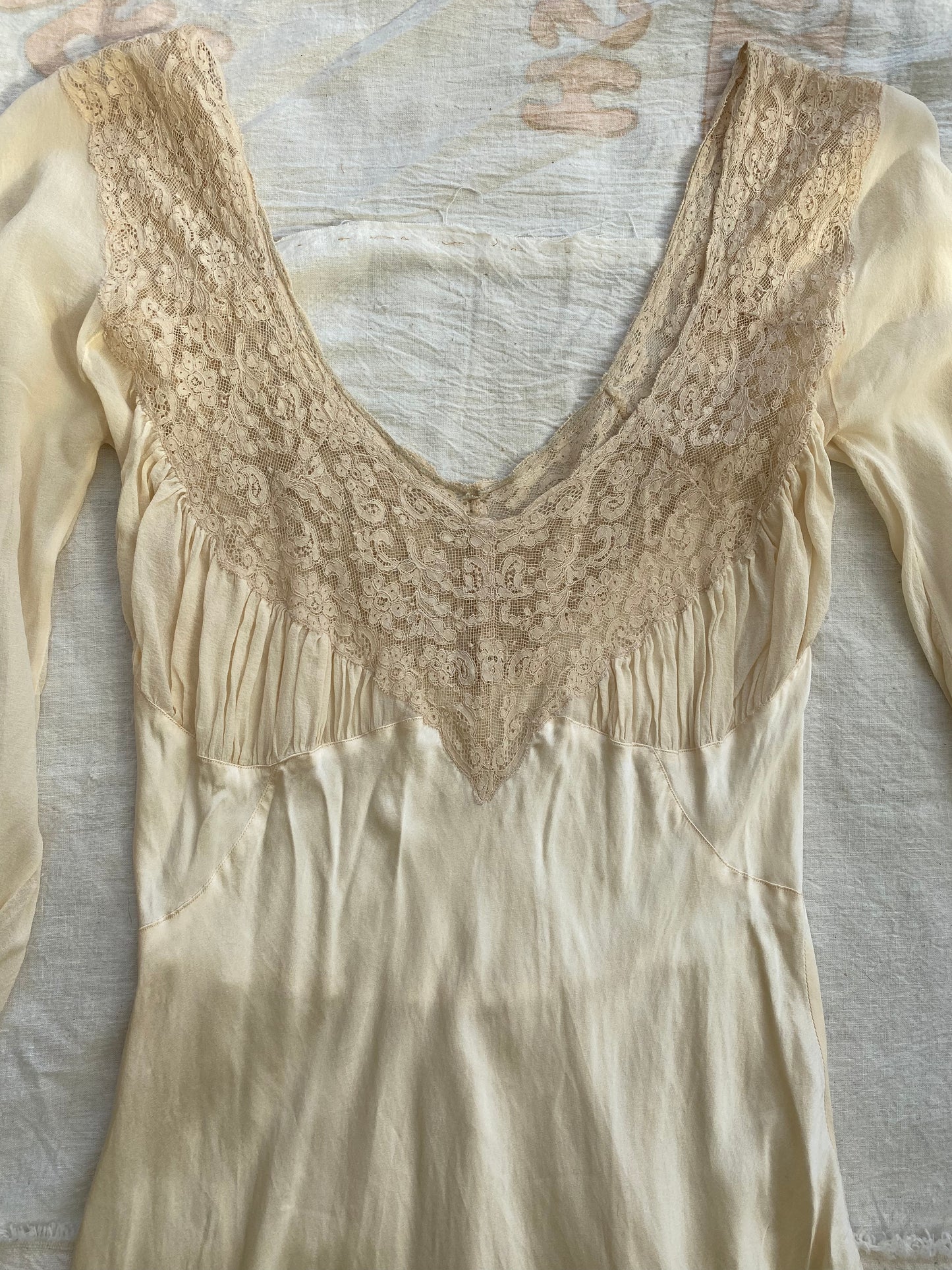 1940s Fischer liquid and chiffon silk bias cut nightgown