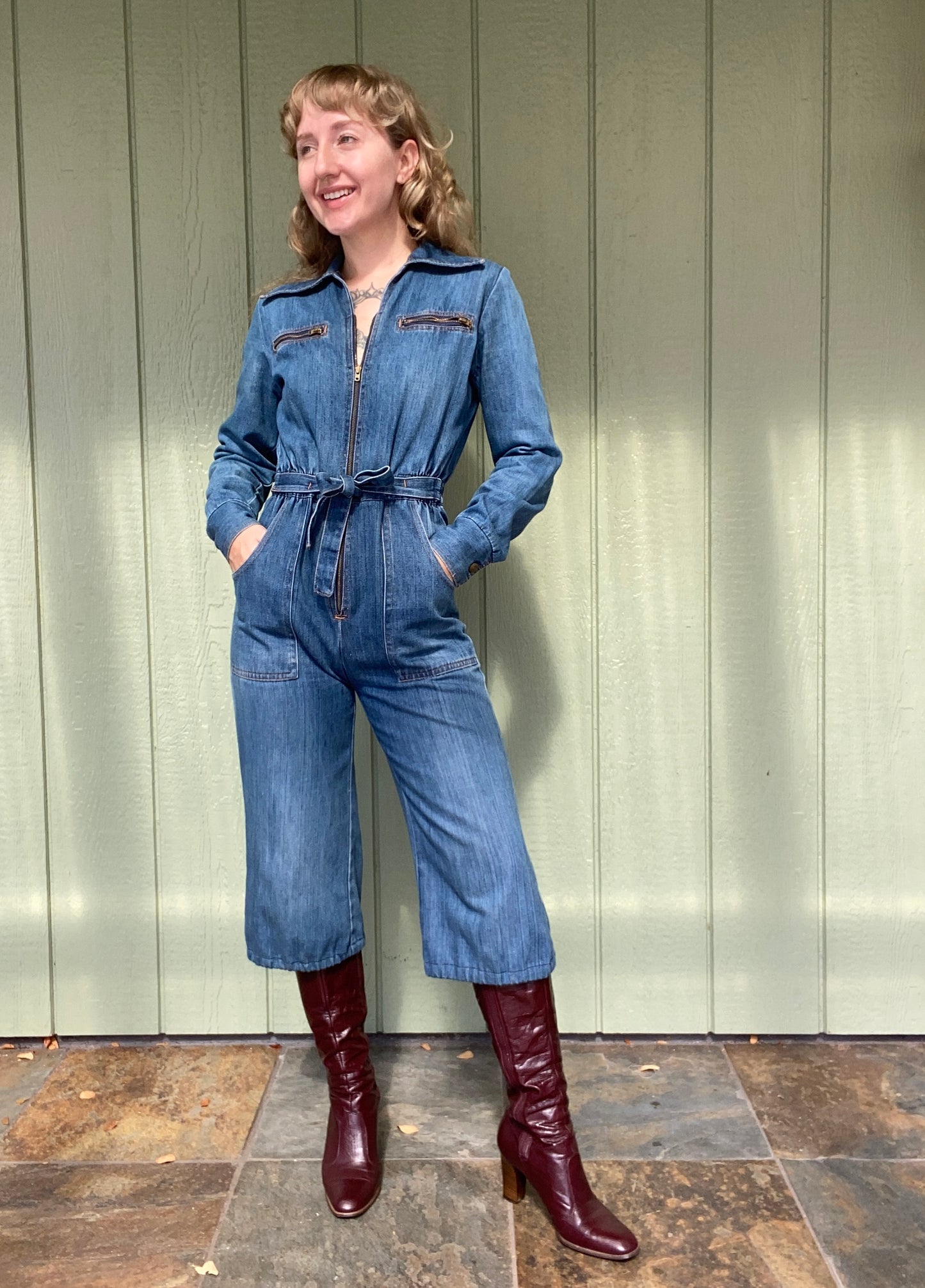 1970s Denim Jumpsuit cropped