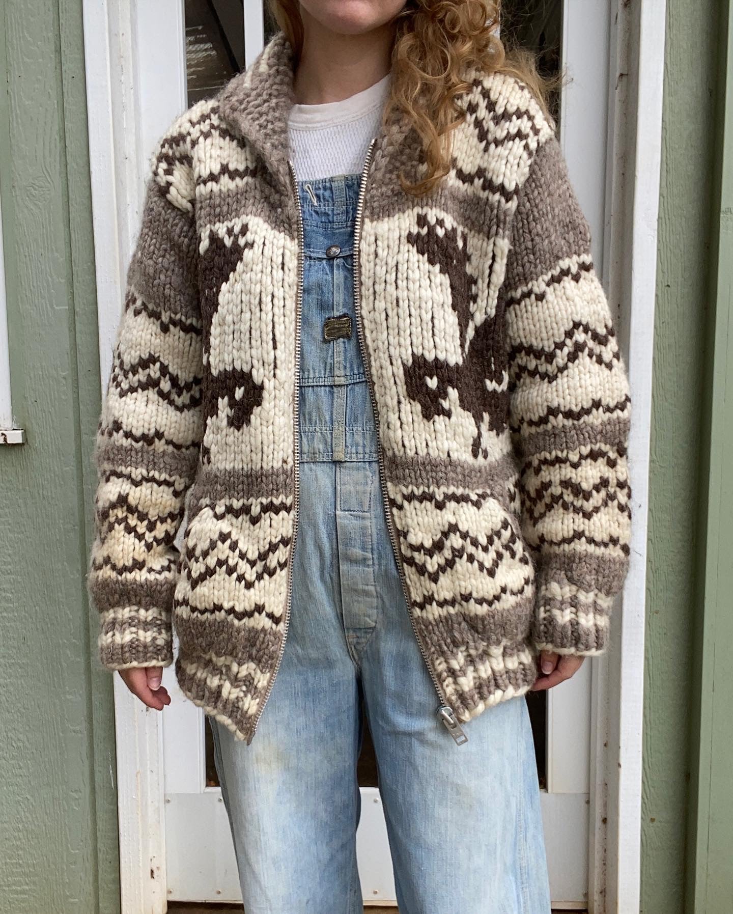 70s shawl collar Thunderbird sweater