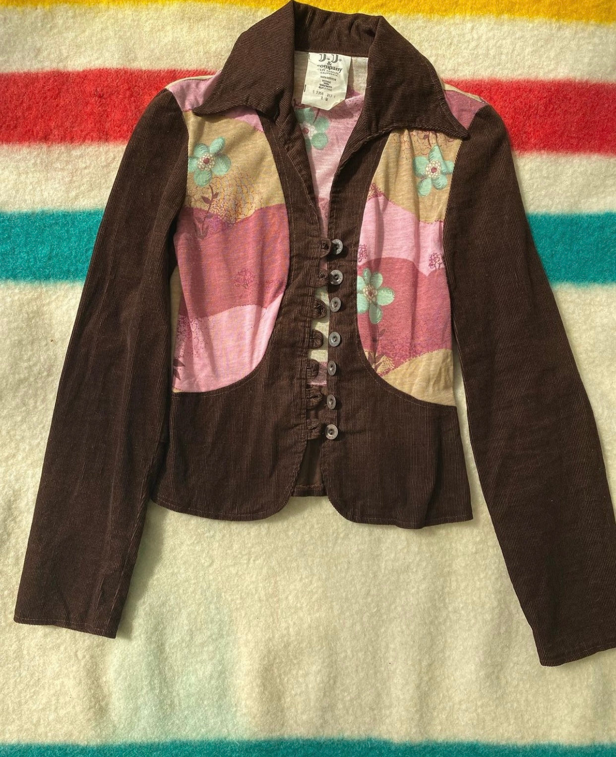 1970s J.J. & Company corduroy floral jacket