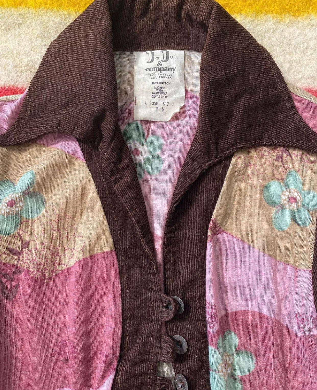 1970s J.J. & Company corduroy floral jacket