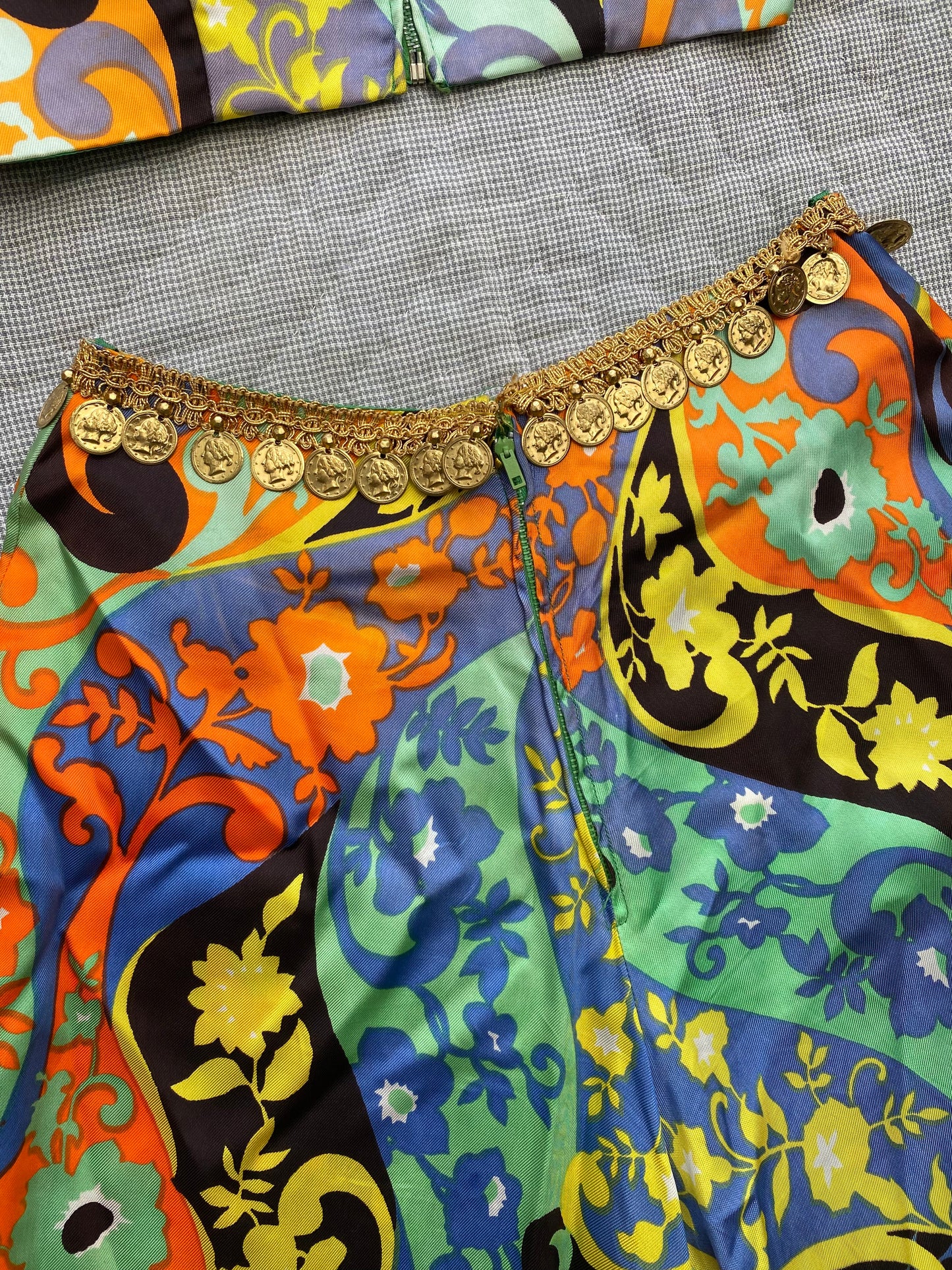 1960s Psychedelic Flower Power 2 piece Palazzo Pant Set