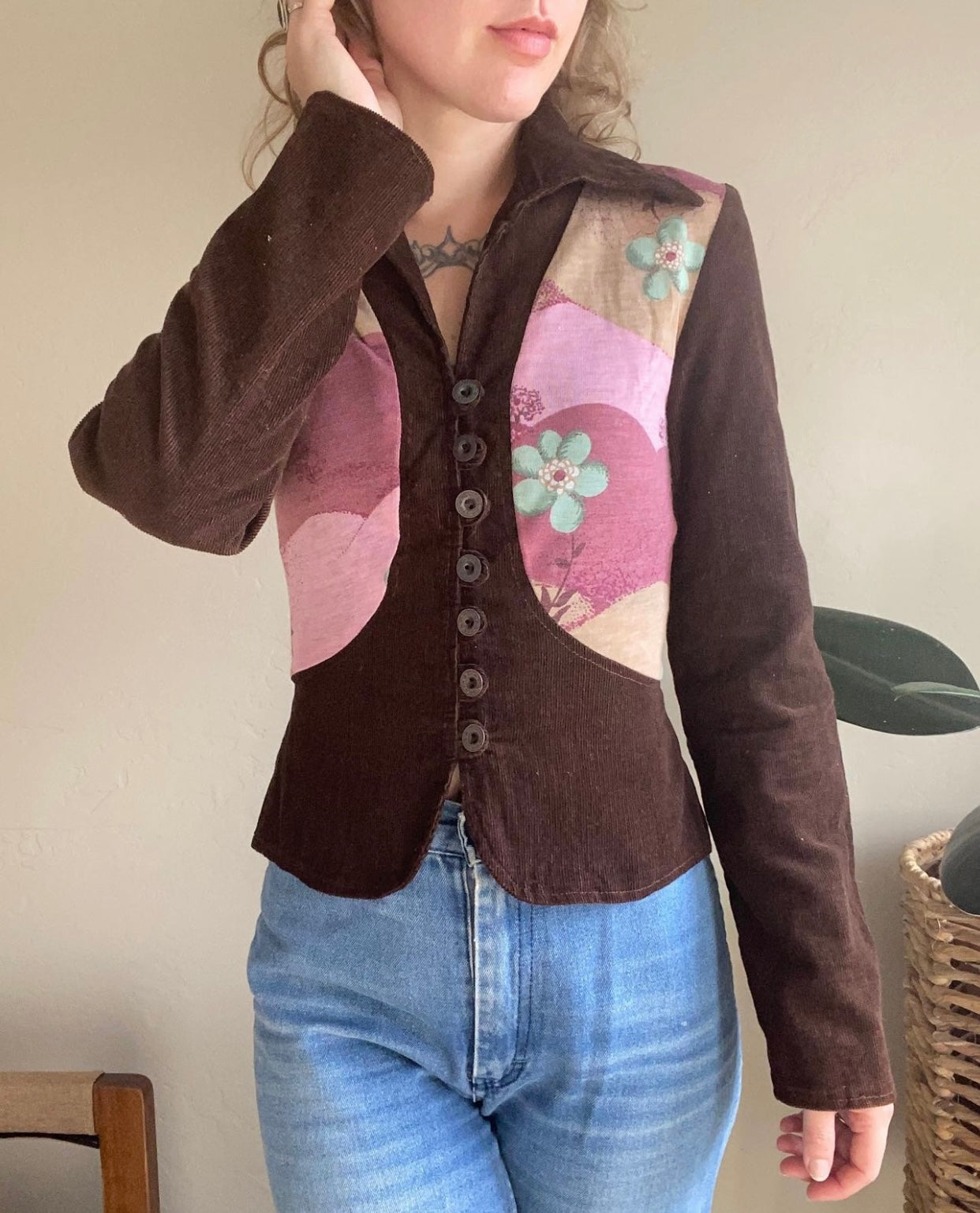 1970s J.J. & Company corduroy floral jacket