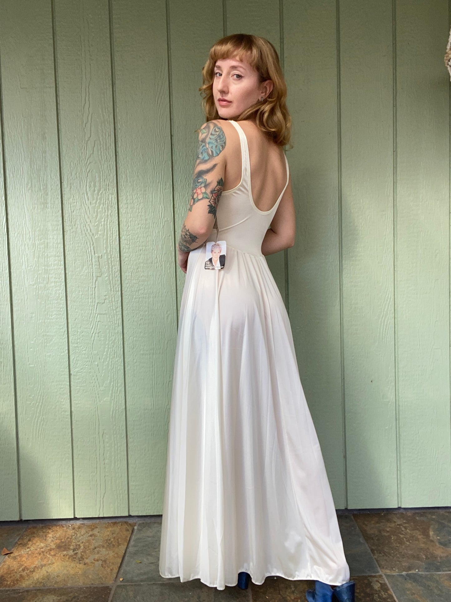 Deadstock 70s Ivory Olga gown style 92270