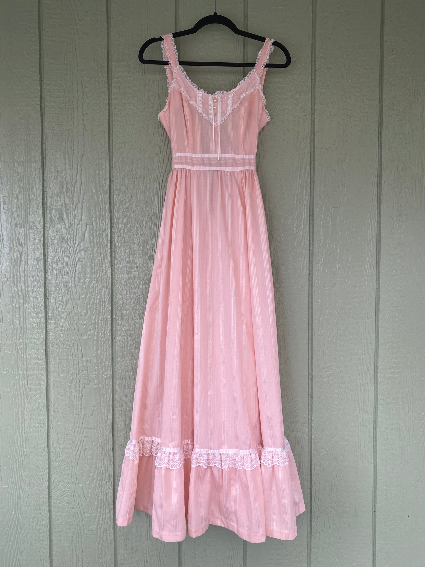 1970s Pink Striped Prairie Dress