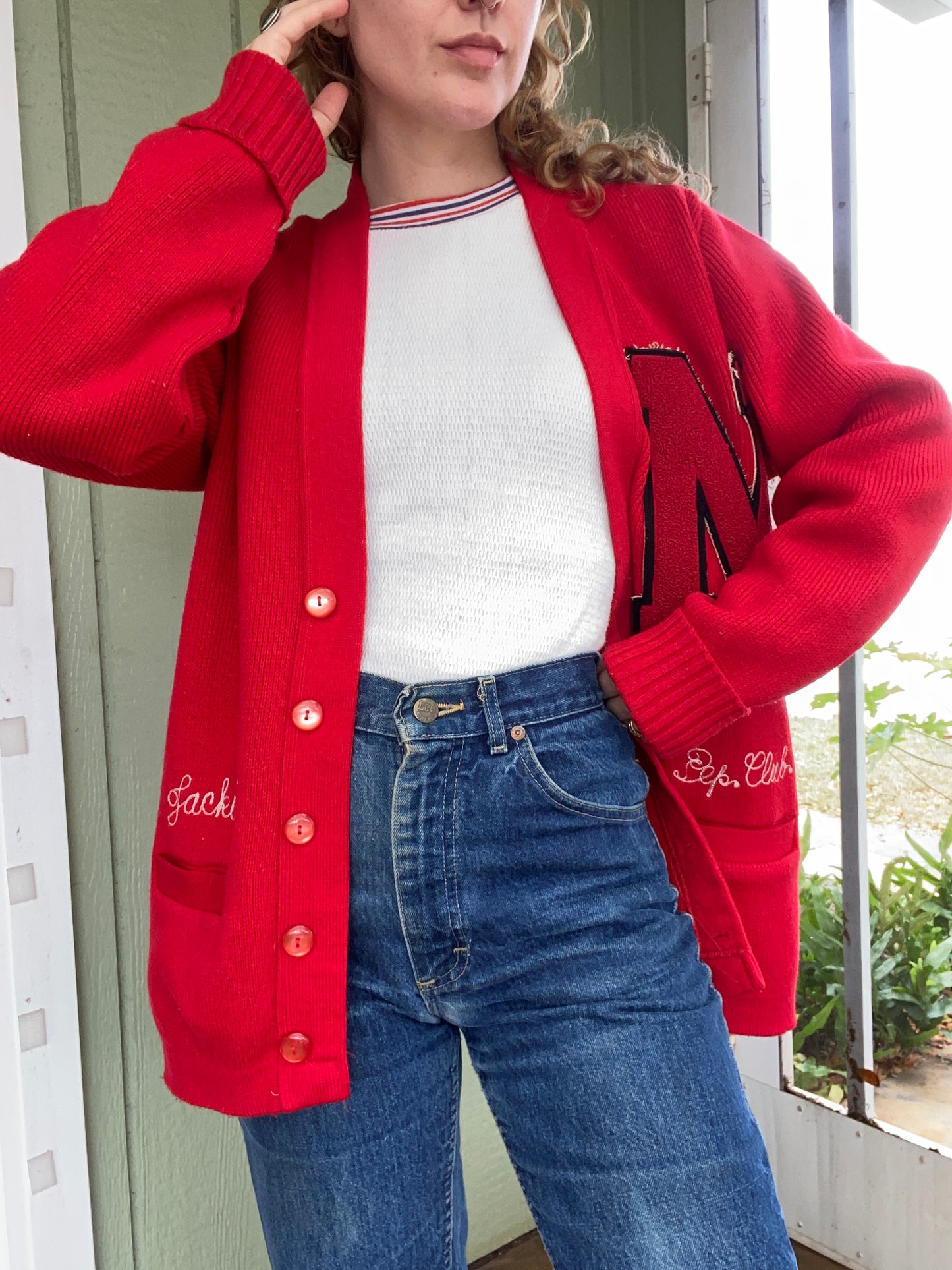 60s/70s ‘N’ varsity cardigan sweater